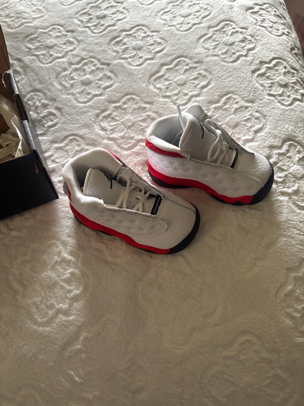 Jordan Kids White, Red & Black Low-Top Sneakers